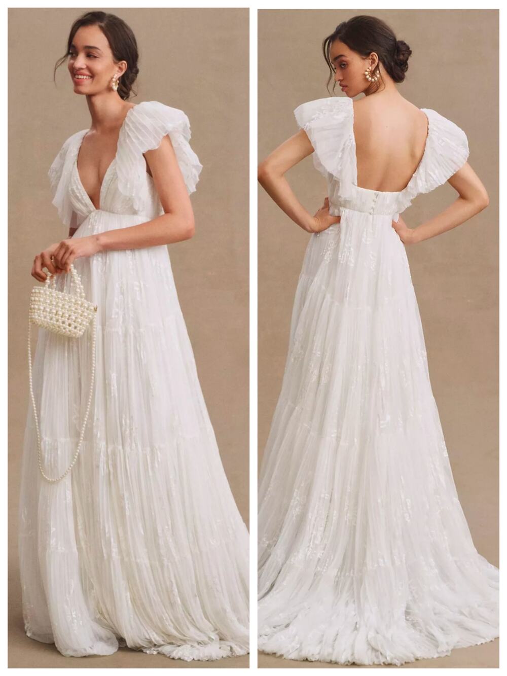 BHLDN Valentina Wedding Gown Size 14 Ivory Embroidered Tulle Bridal Dress